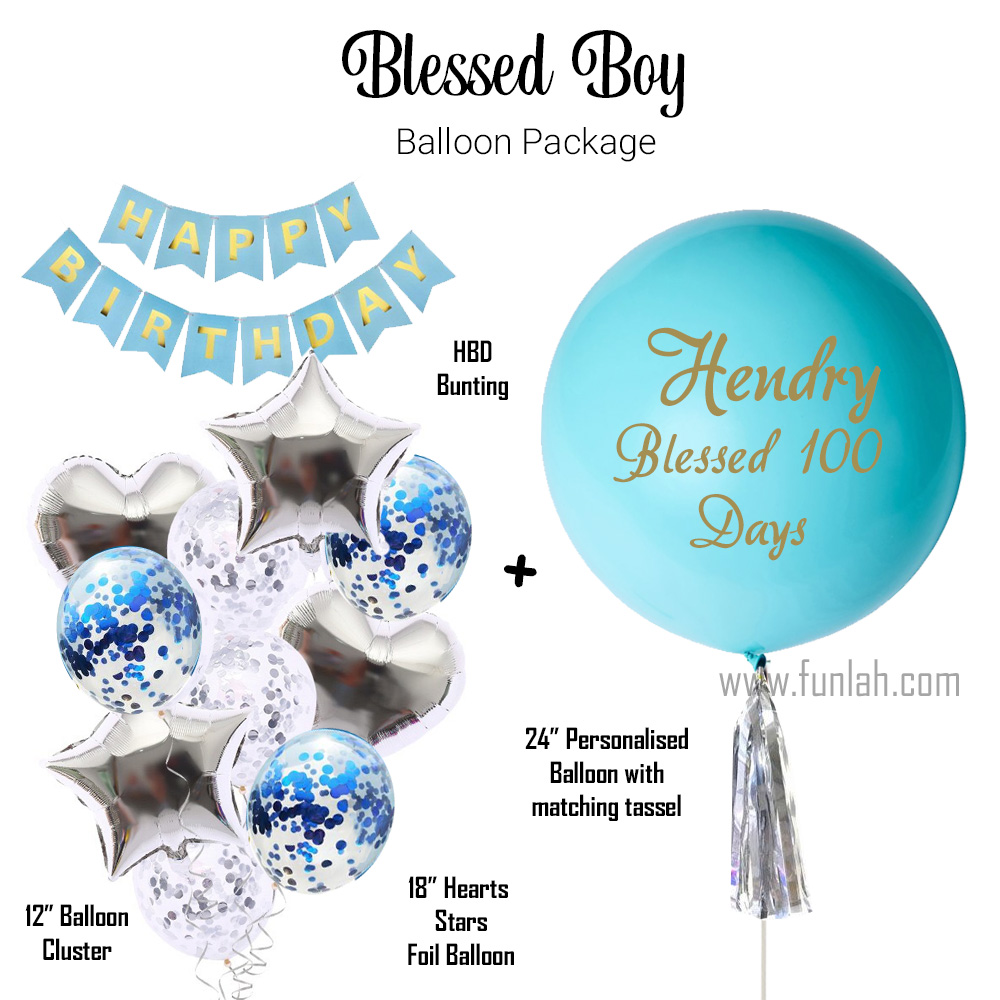 Funlah Balloon Package Baby Shower Blessed Boy