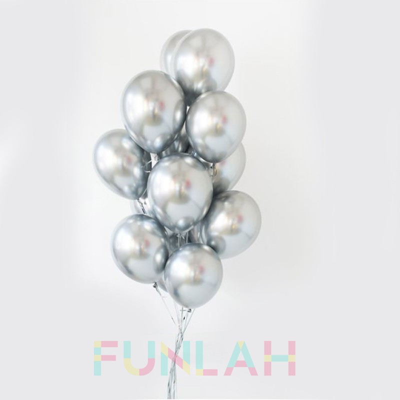 FUnlah balloon cluster Metallic Silver qualatex
