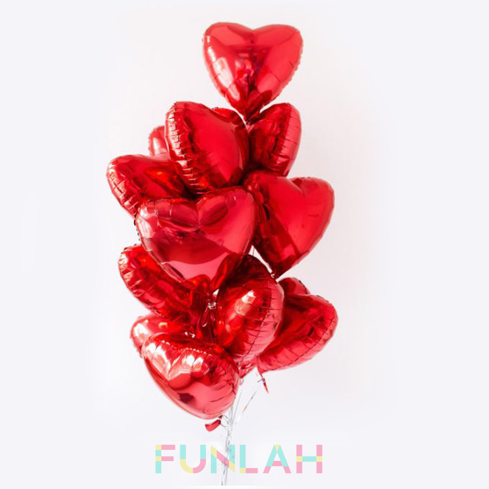 Funlah red hearts balloon foil cluster