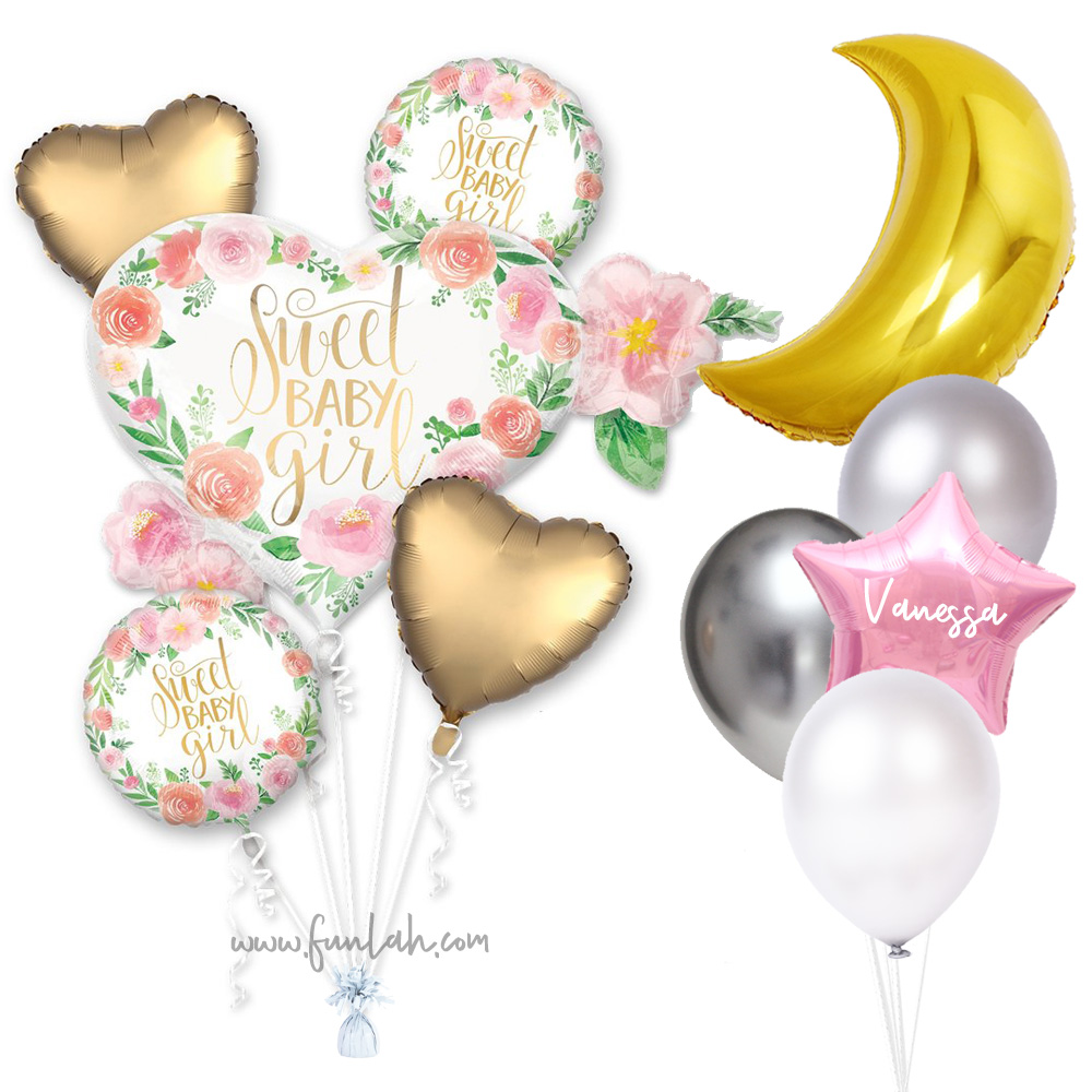 Funlah Sweet baby Girl balloon bouquet