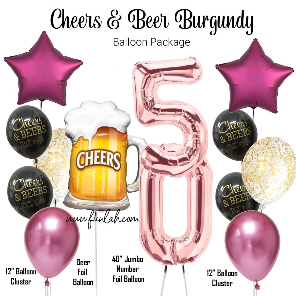 Cheers to Beer burgundy balloon package