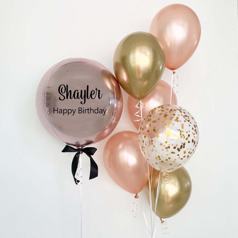 Personalized orbz with 6 balloon bouquet