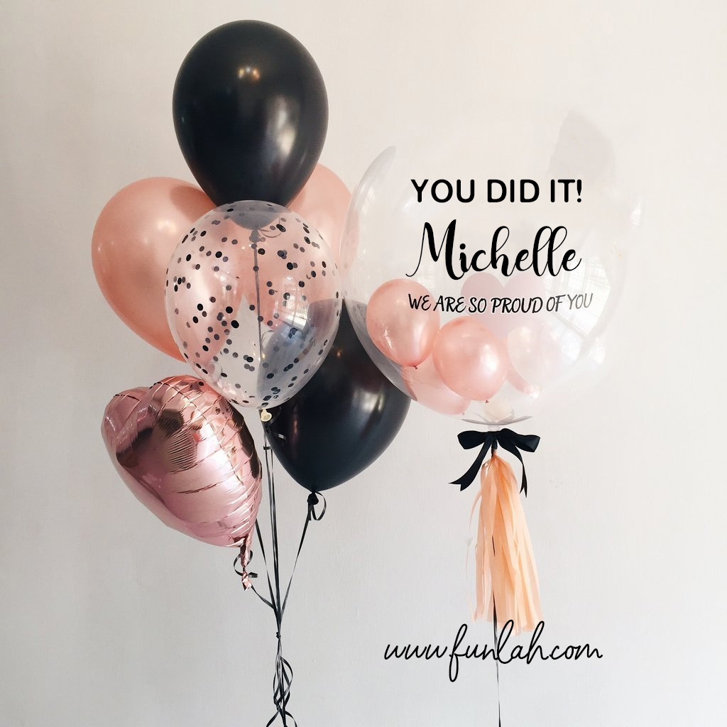 Graduation personalized Balloon with side bouquet