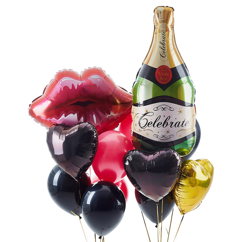 Celebrate Kiss Helium Balloon Bouquet