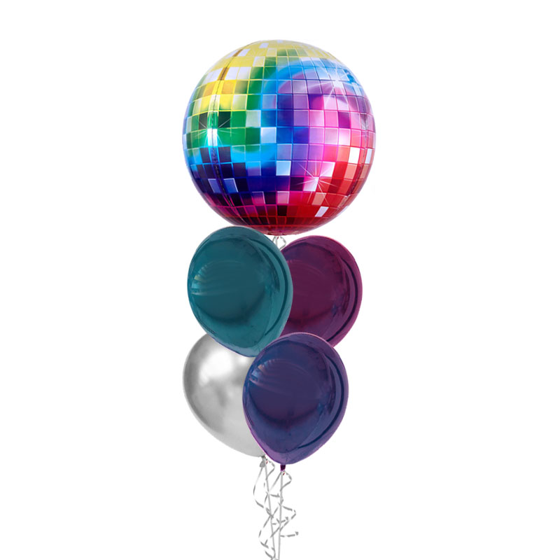 Rainbow disco balloon bouquet