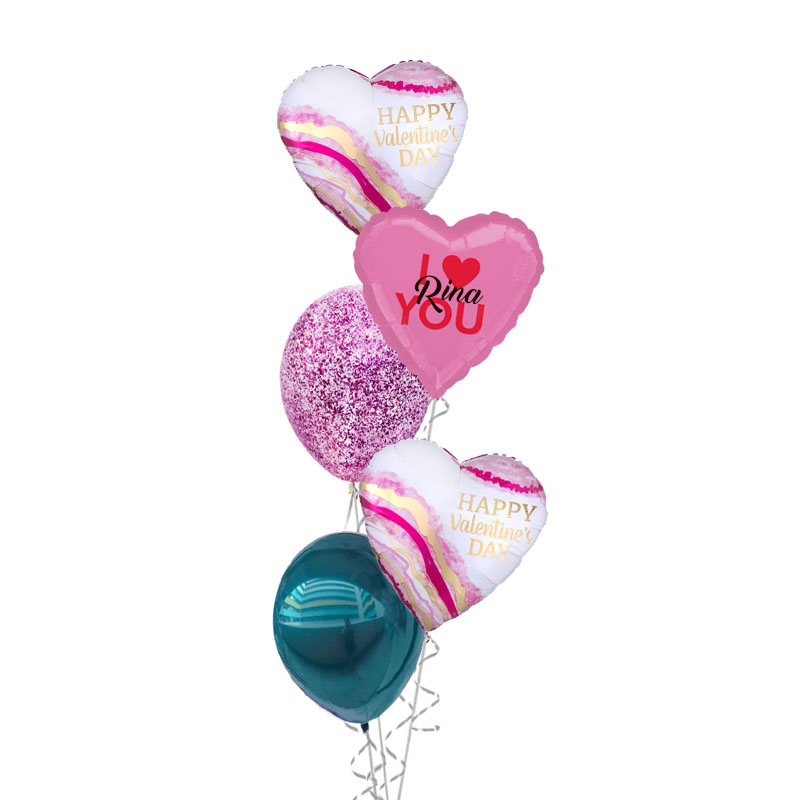 Happy valentines water colour geode balloon bouquet