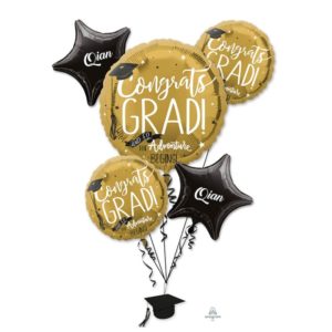 Congrats Grad Gold Hat Balloon Bouquet