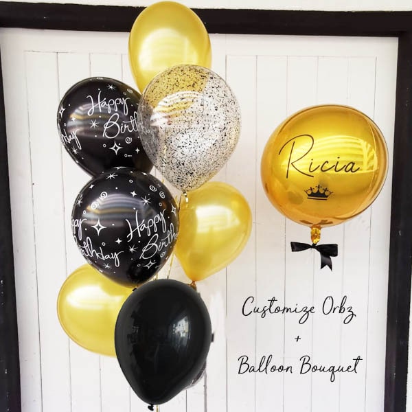 Customize Orbz with side balloon bouquet