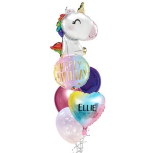 Satin unicorn ombre birthday balloon bouquet